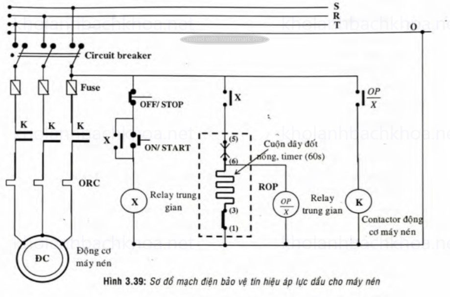 Mạch điện bảo vệ hiệu áp lực dầu