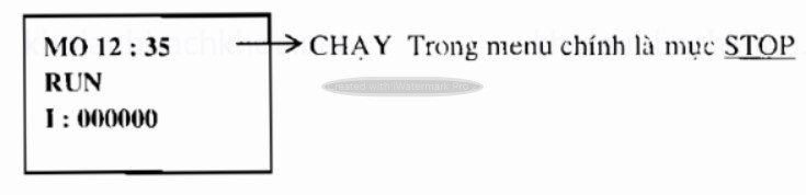 Màn hình hiển thị chính ở phương thức chạy (RUN).